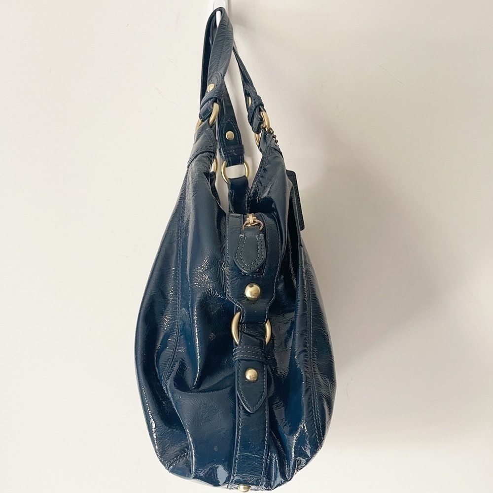 Blue Coach Patent Leather Maggie Bag - Picture 4 of 10